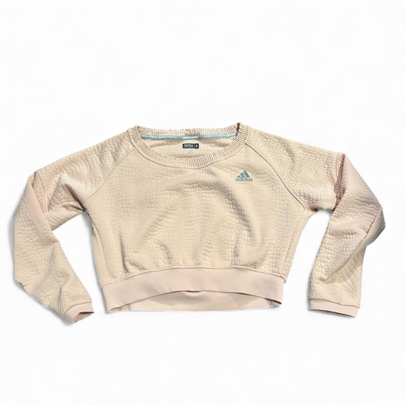 Adidas Soft  Vapor Pink Cropped Textured Sweatshirt Size Small - Picture 3 of 7